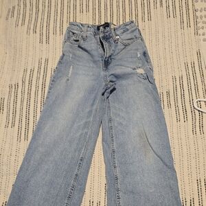 BCBGeneration Light Wash Wide-Leg Distressed Jeans